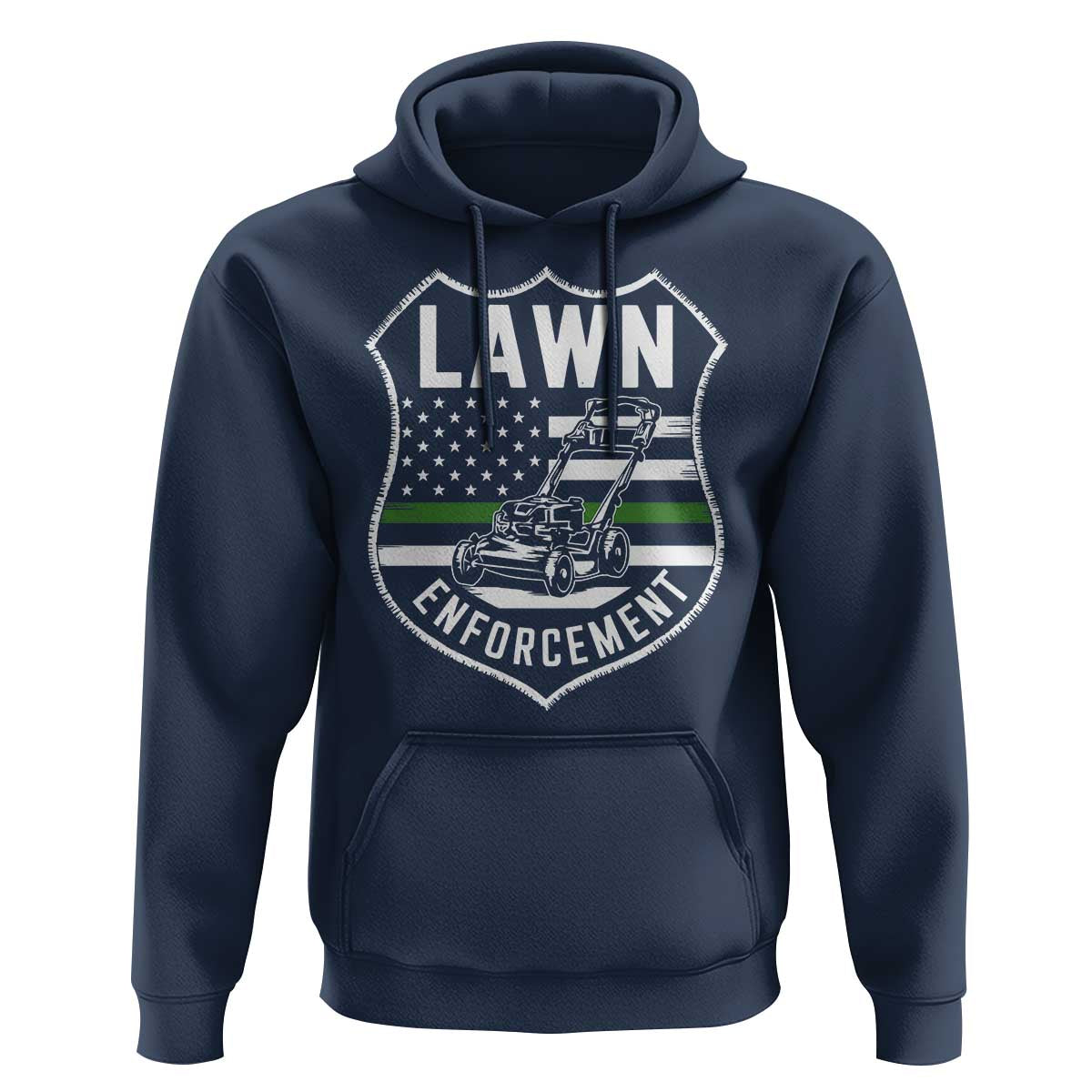Funny Lawn Enforcement Hoodie Gardening Lawn Mower American Flag - Wonder Print Shop