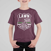 Funny Lawn Enforcement T Shirt For Kid Gardening Lawn Mower American Flag - Wonder Print Shop