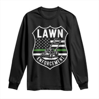 Funny Lawn Enforcement Long Sleeve Shirt Gardening Lawn Mower American Flag - Wonder Print Shop