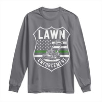 Funny Lawn Enforcement Long Sleeve Shirt Gardening Lawn Mower American Flag - Wonder Print Shop