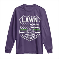 Funny Lawn Enforcement Long Sleeve Shirt Gardening Lawn Mower American Flag - Wonder Print Shop