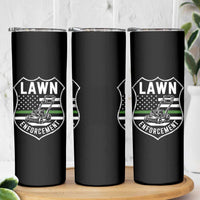 Funny Lawn Enforcement Skinny Tumbler Gardening Lawn Mower American Flag - Wonder Print Shop