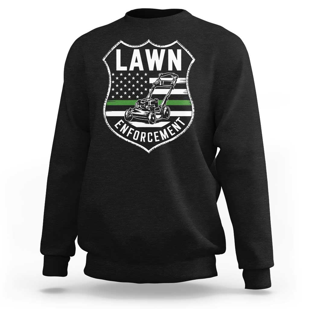 Funny Lawn Enforcement Sweatshirt Gardening Lawn Mower American Flag - Wonder Print Shop