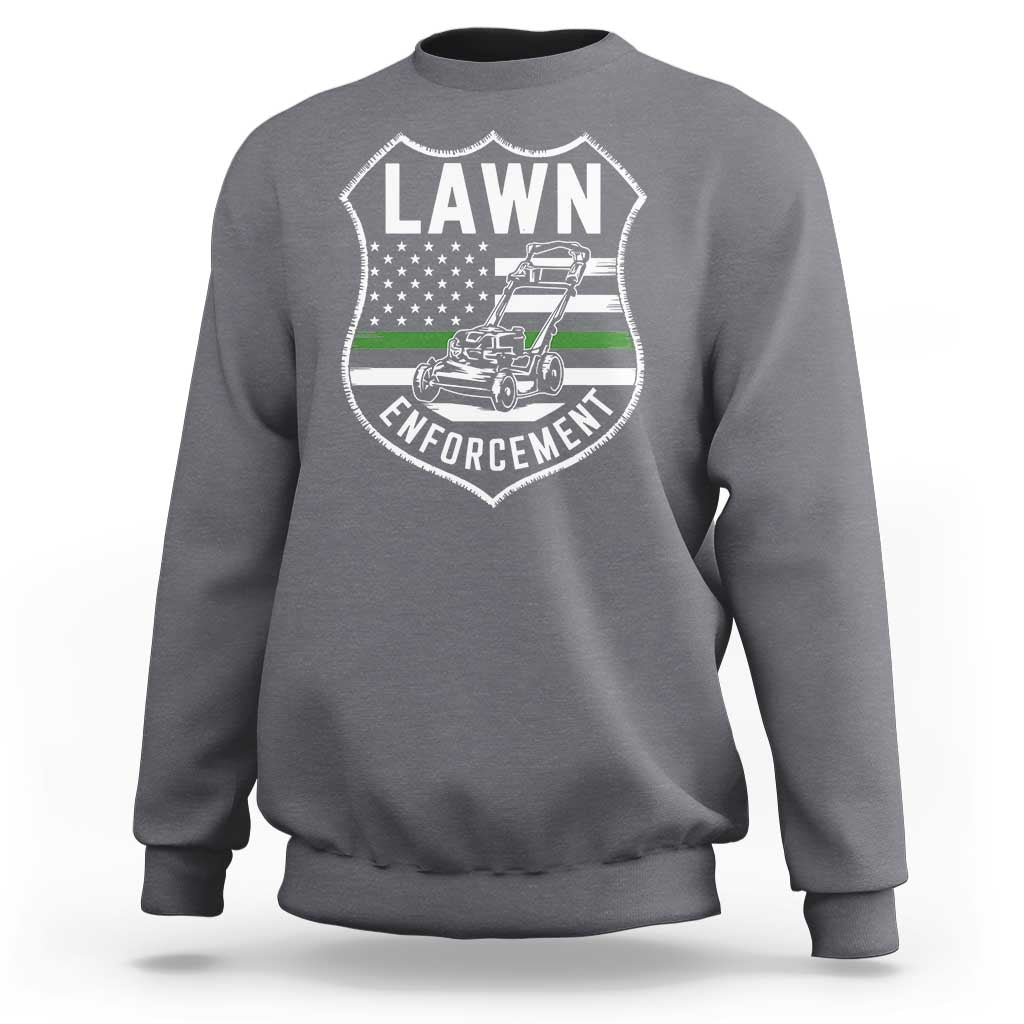 Funny Lawn Enforcement Sweatshirt Gardening Lawn Mower American Flag - Wonder Print Shop