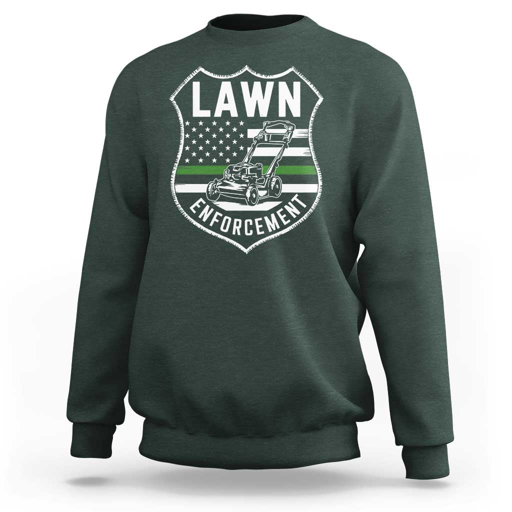 Funny Lawn Enforcement Sweatshirt Gardening Lawn Mower American Flag - Wonder Print Shop