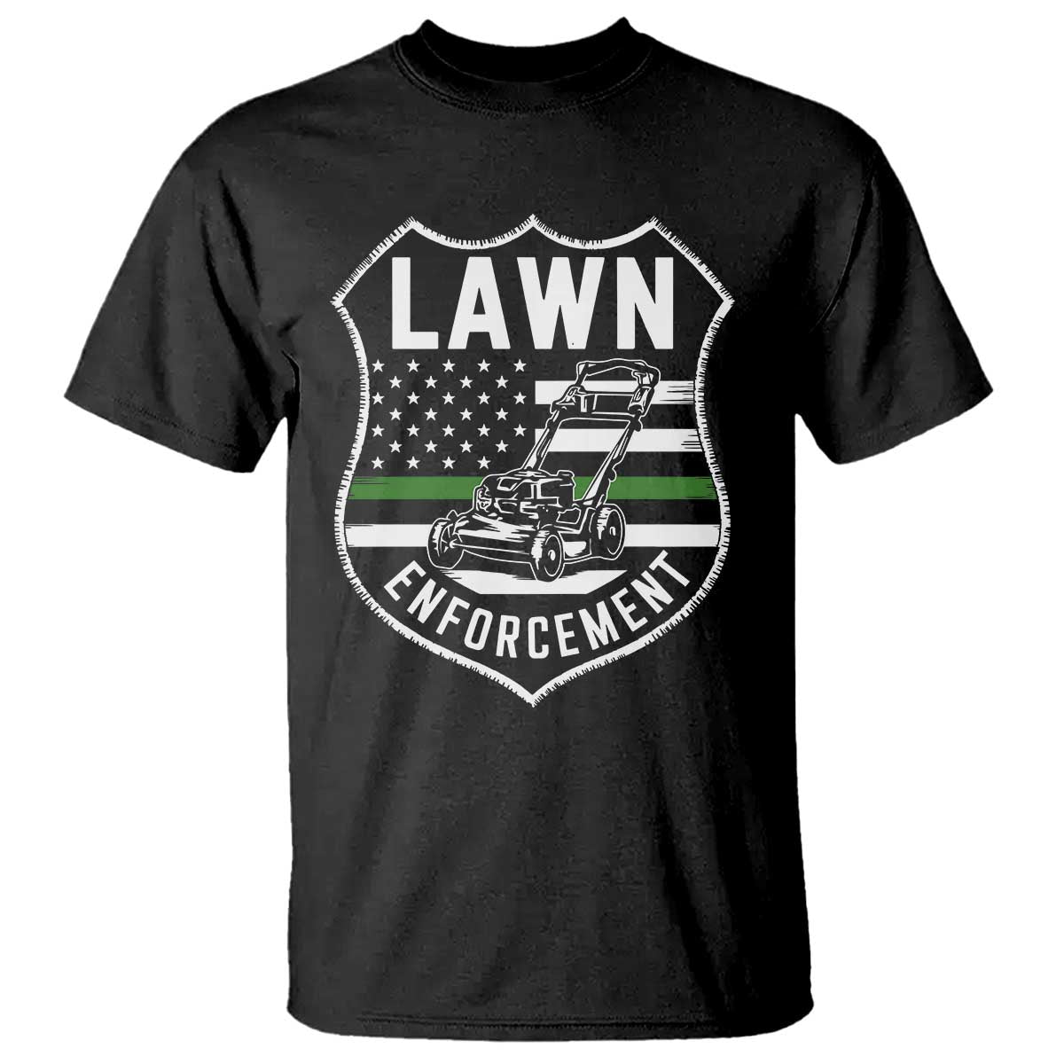 Funny Lawn Enforcement T Shirt Gardening Lawn Mower American Flag - Wonder Print Shop