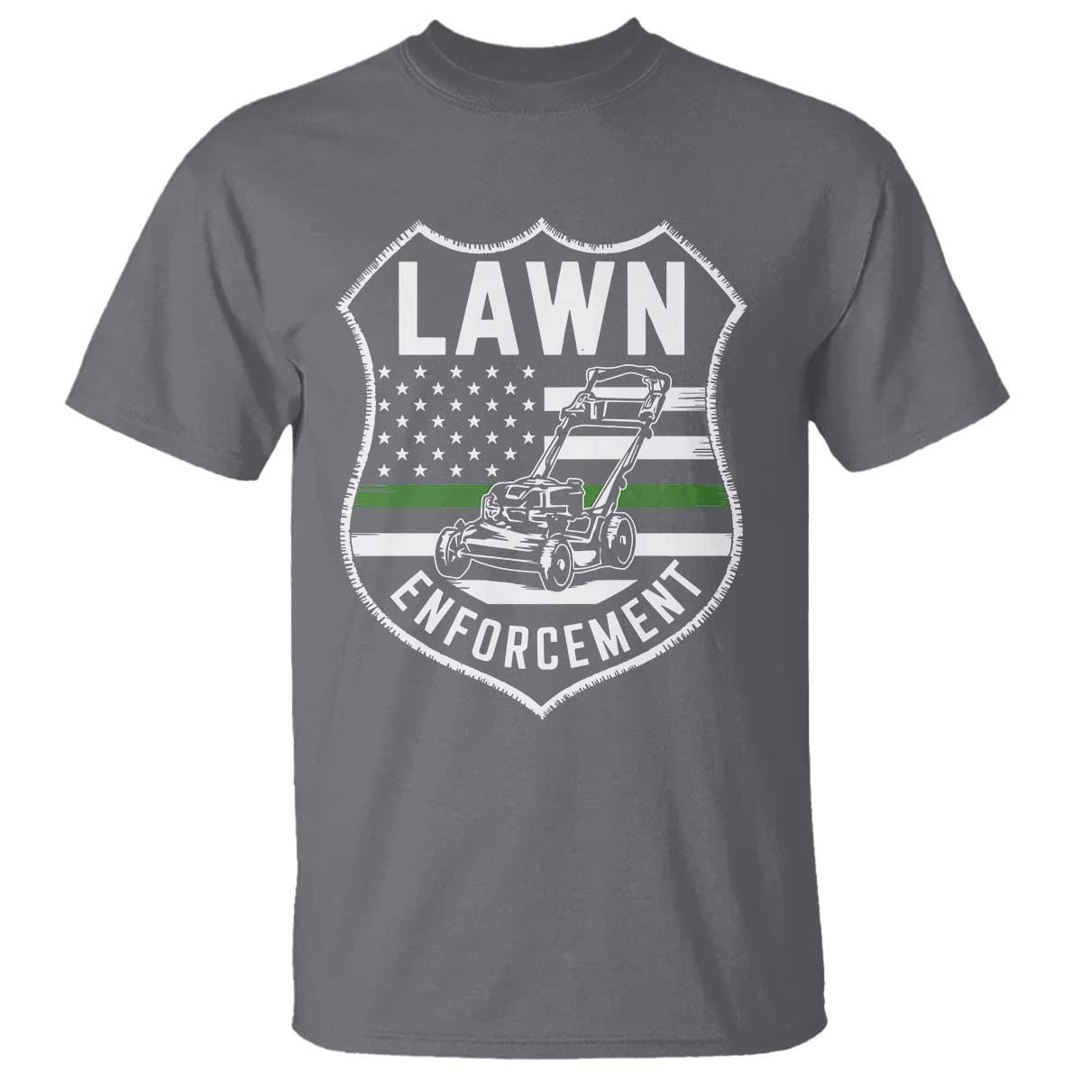 Funny Lawn Enforcement T Shirt Gardening Lawn Mower American Flag - Wonder Print Shop