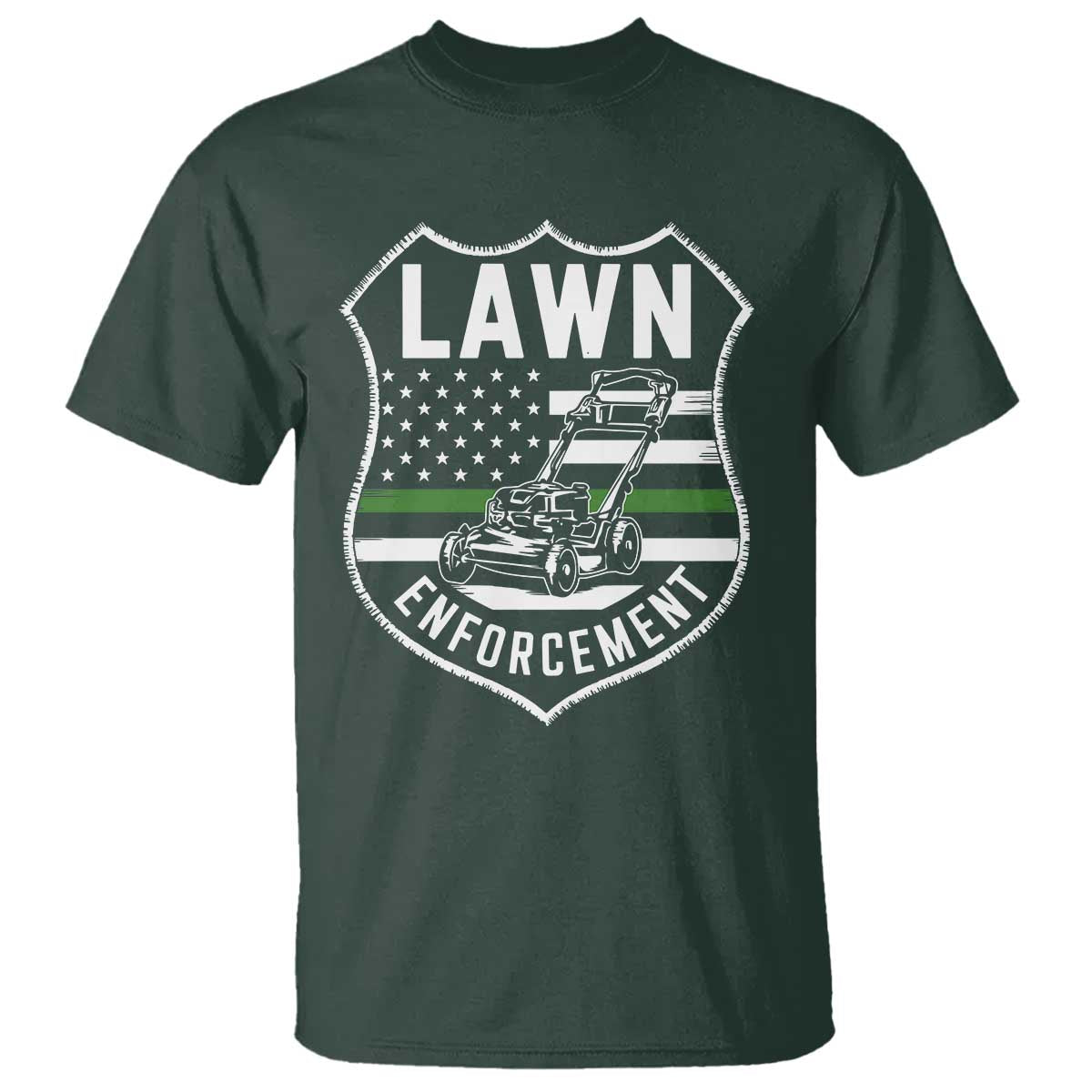 Funny Lawn Enforcement T Shirt Gardening Lawn Mower American Flag - Wonder Print Shop