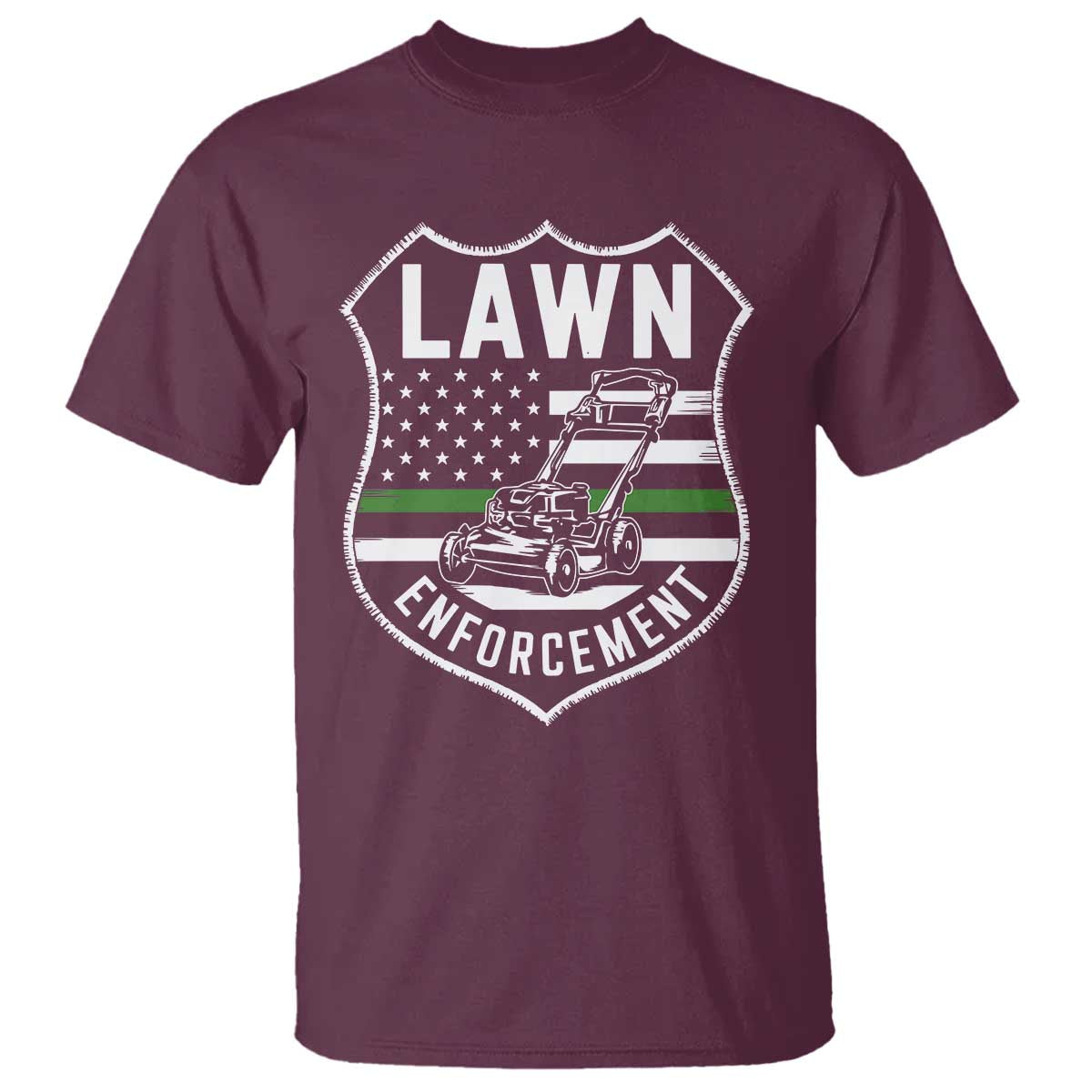 Funny Lawn Enforcement T Shirt Gardening Lawn Mower American Flag - Wonder Print Shop