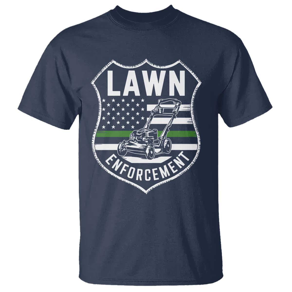 Funny Lawn Enforcement T Shirt Gardening Lawn Mower American Flag - Wonder Print Shop
