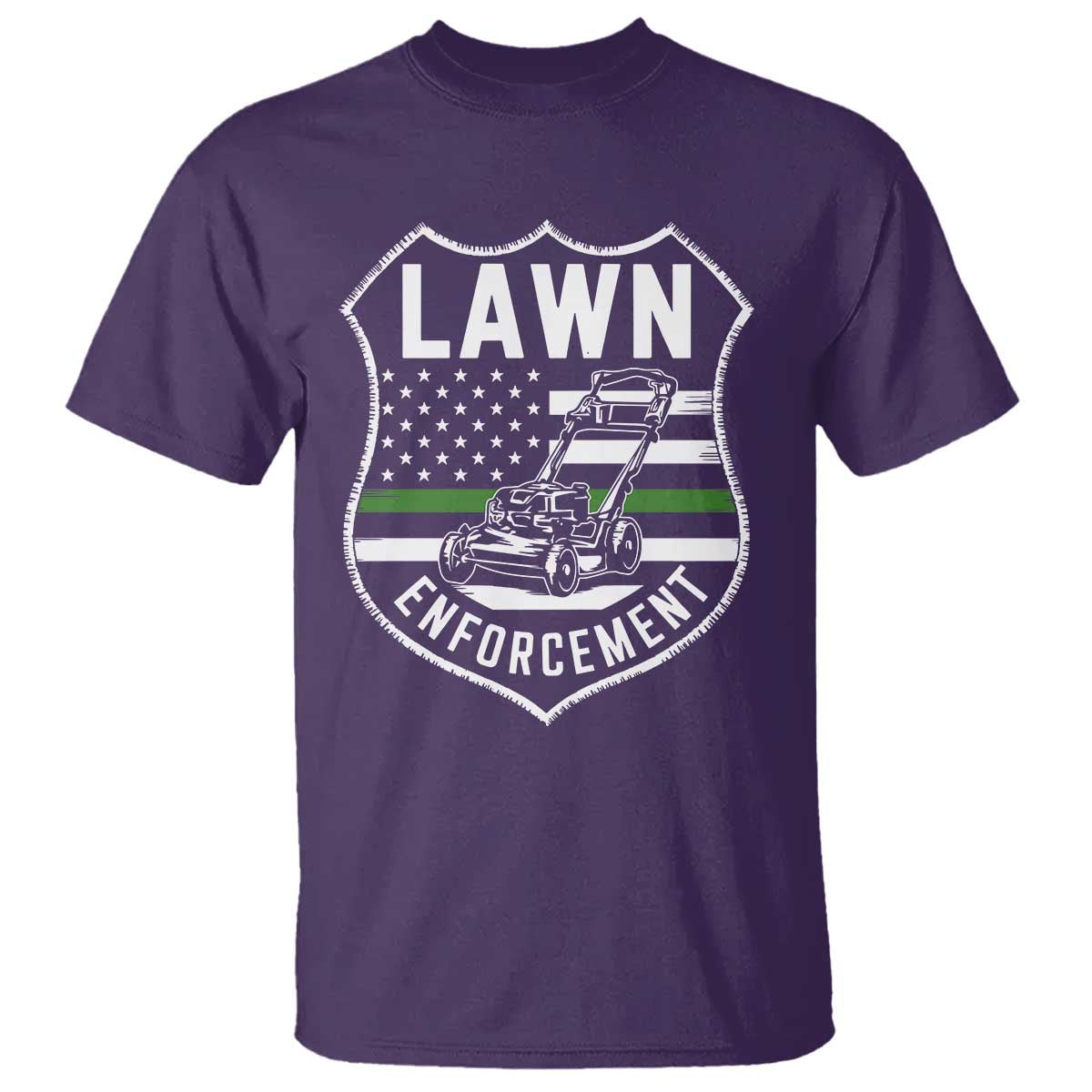 Funny Lawn Enforcement T Shirt Gardening Lawn Mower American Flag - Wonder Print Shop