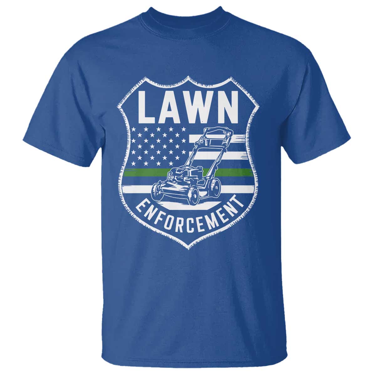 Funny Lawn Enforcement T Shirt Gardening Lawn Mower American Flag - Wonder Print Shop