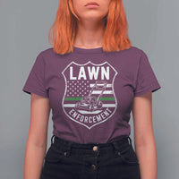 Funny Lawn Enforcement T Shirt For Women Gardening Lawn Mower American Flag - Wonder Print Shop