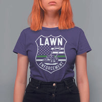 Funny Lawn Enforcement T Shirt For Women Gardening Lawn Mower American Flag - Wonder Print Shop