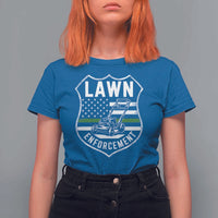 Funny Lawn Enforcement T Shirt For Women Gardening Lawn Mower American Flag - Wonder Print Shop