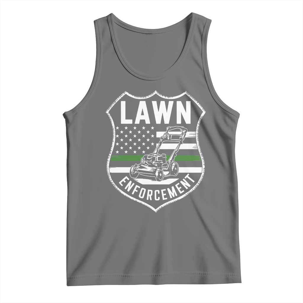 Funny Lawn Enforcement Tank Top Gardening Lawn Mower American Flag - Wonder Print Shop