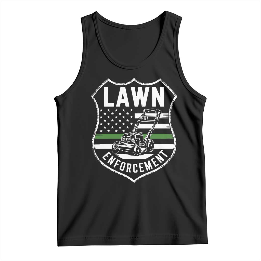 Funny Lawn Enforcement Tank Top Gardening Lawn Mower American Flag - Wonder Print Shop