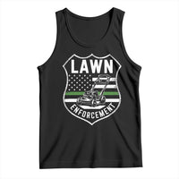 Funny Lawn Enforcement Tank Top Gardening Lawn Mower American Flag - Wonder Print Shop