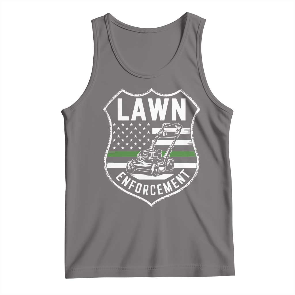 Funny Lawn Enforcement Tank Top Gardening Lawn Mower American Flag - Wonder Print Shop