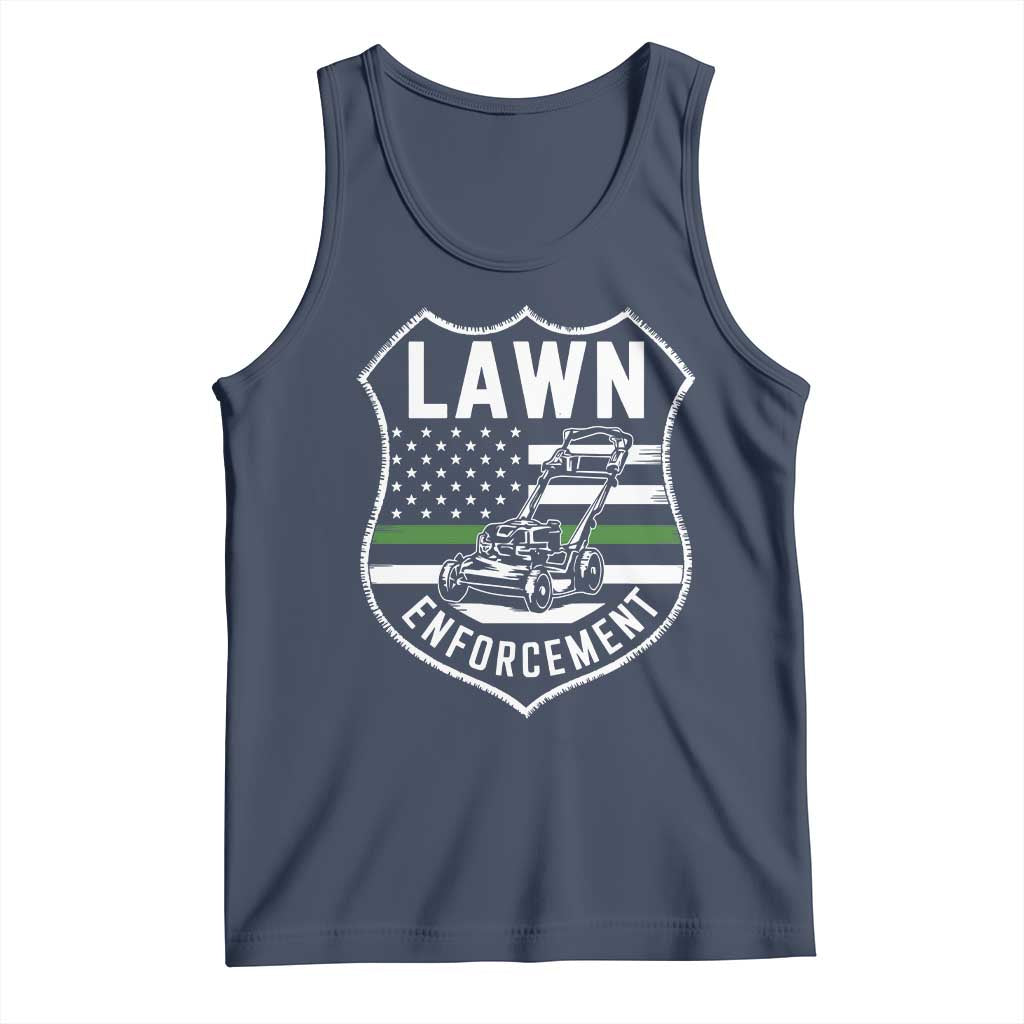 Funny Lawn Enforcement Tank Top Gardening Lawn Mower American Flag - Wonder Print Shop