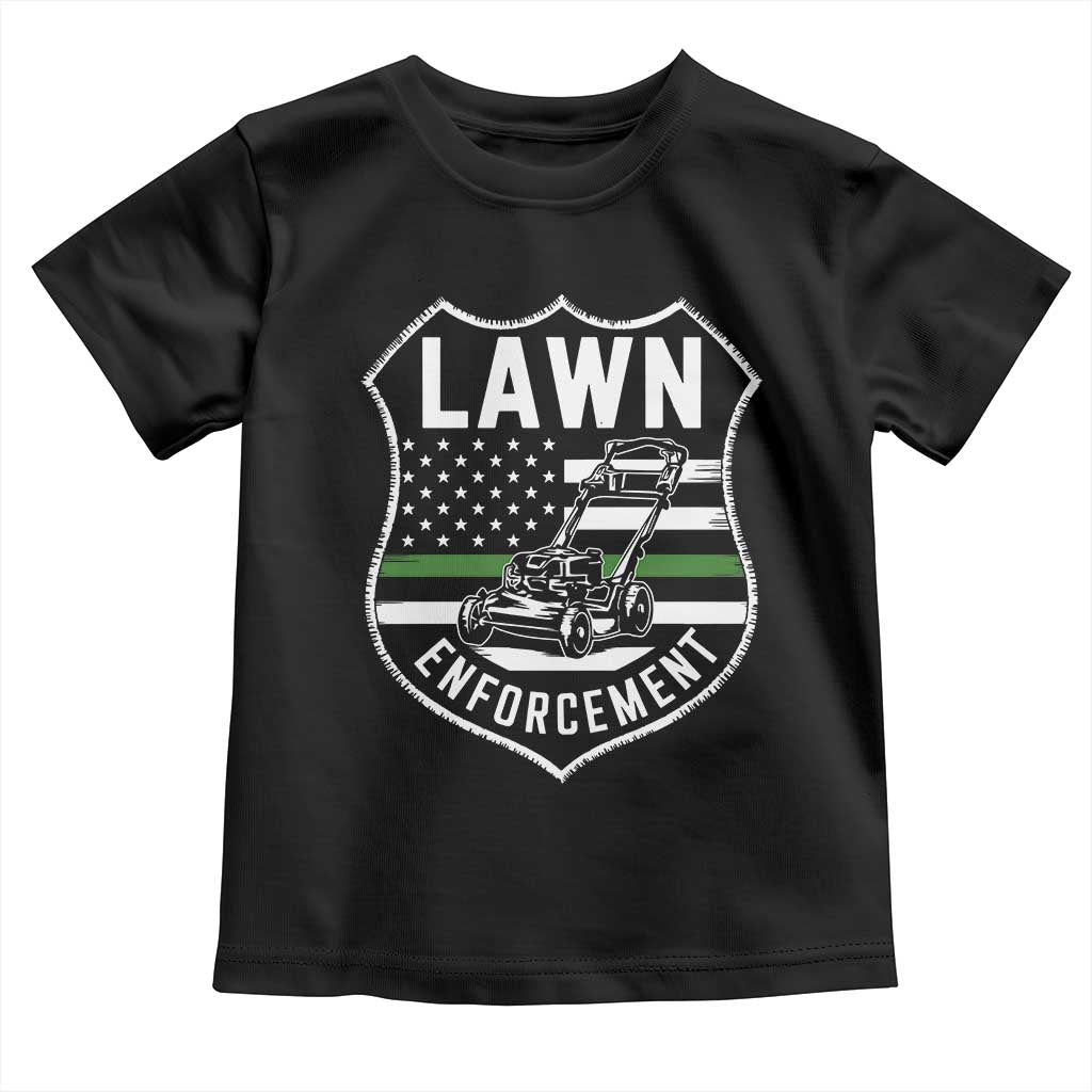 Funny Lawn Enforcement Toddler T Shirt Gardening Lawn Mower American Flag - Wonder Print Shop