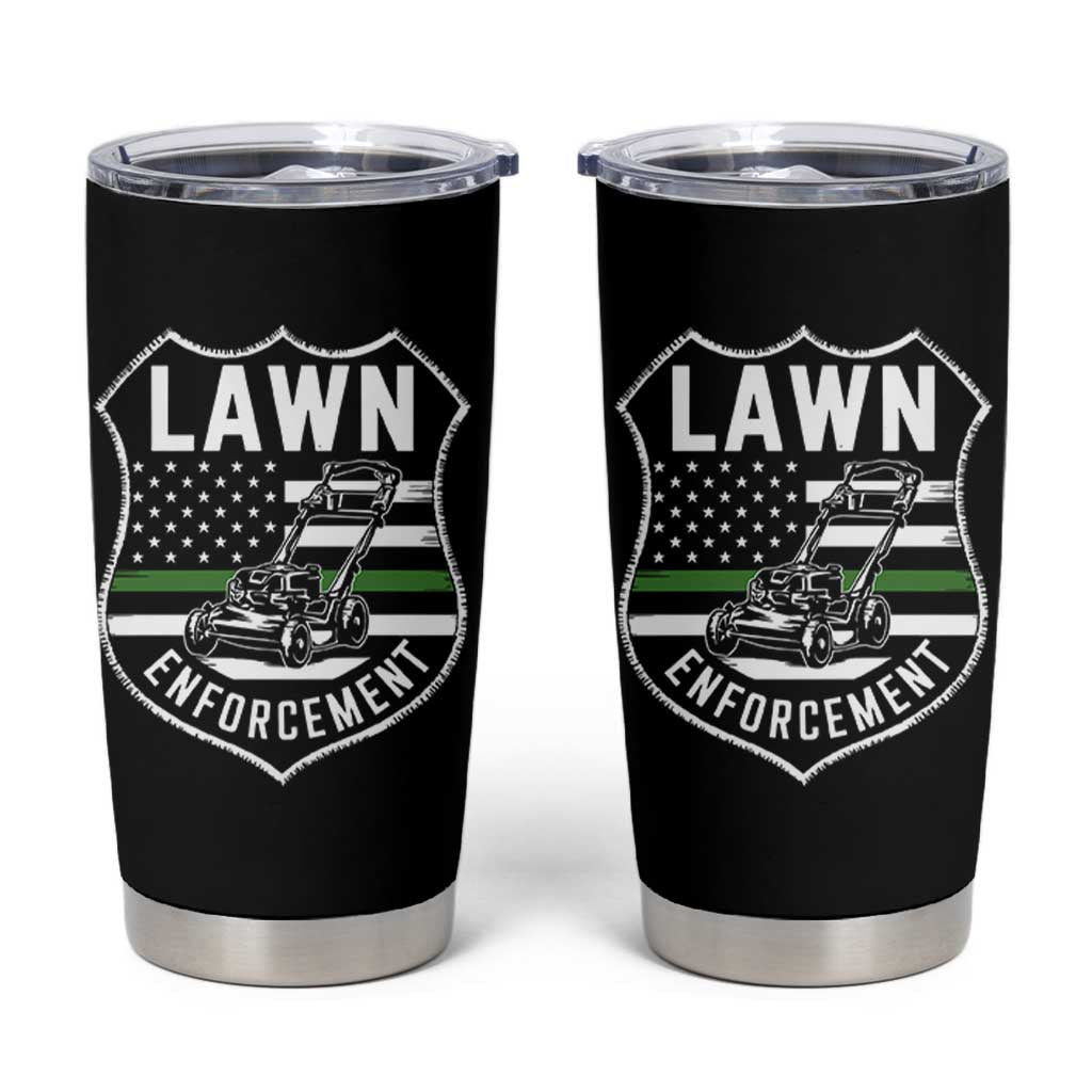 Funny Lawn Enforcement Tumbler Cup Gardening Lawn Mower American Flag - Wonder Print Shop