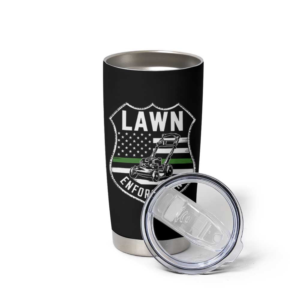 Funny Lawn Enforcement Tumbler Cup Gardening Lawn Mower American Flag - Wonder Print Shop