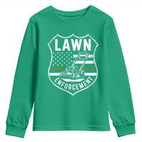 Funny Lawn Enforcement Youth Sweatshirt Gardening Lawn Mower American Flag - Wonder Print Shop