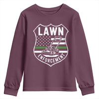 Funny Lawn Enforcement Youth Sweatshirt Gardening Lawn Mower American Flag - Wonder Print Shop