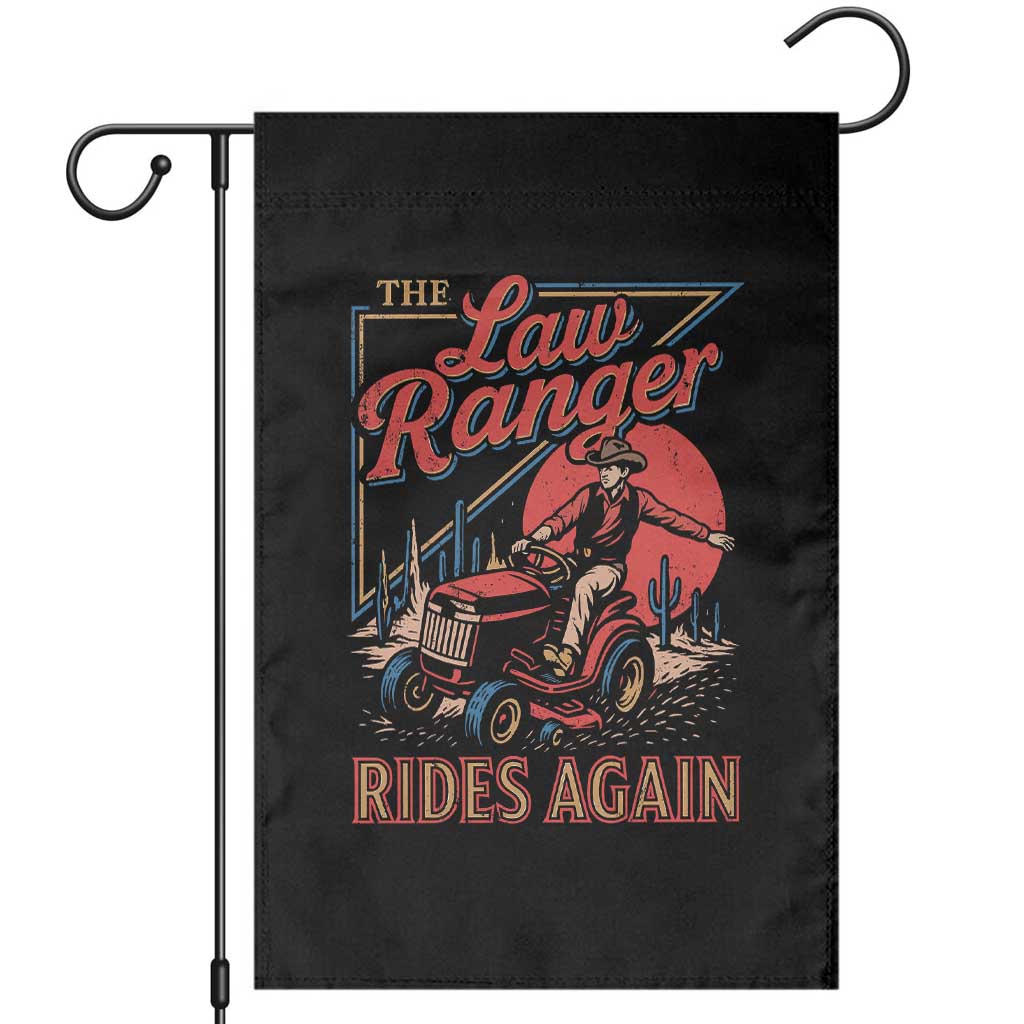 Funny The Lawn Ranger Rides Again Garden Flag Lawn Tractor Mowing Cowboy - Wonder Print Shop