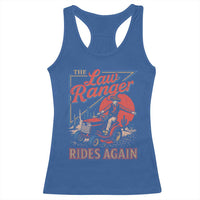 Funny The Lawn Ranger Rides Again Racerback Tank Top Lawn Tractor Mowing Cowboy - Wonder Print Shop