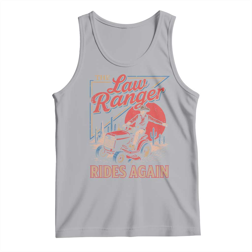 Funny The Lawn Ranger Rides Again Tank Top Lawn Tractor Mowing Cowboy - Wonder Print Shop