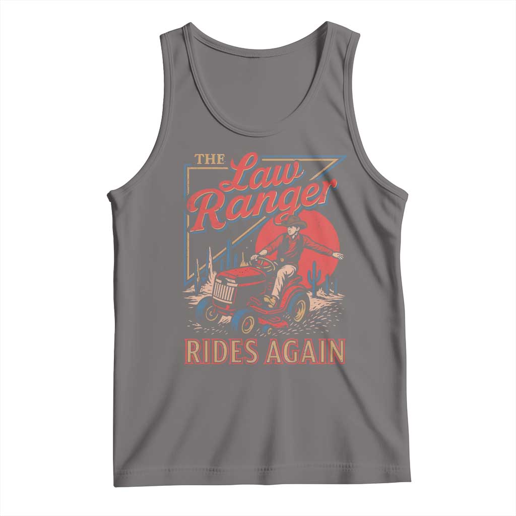 Funny The Lawn Ranger Rides Again Tank Top Lawn Tractor Mowing Cowboy - Wonder Print Shop
