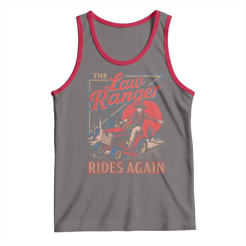Funny The Lawn Ranger Rides Again Tank Top Lawn Tractor Mowing Cowboy - Wonder Print Shop