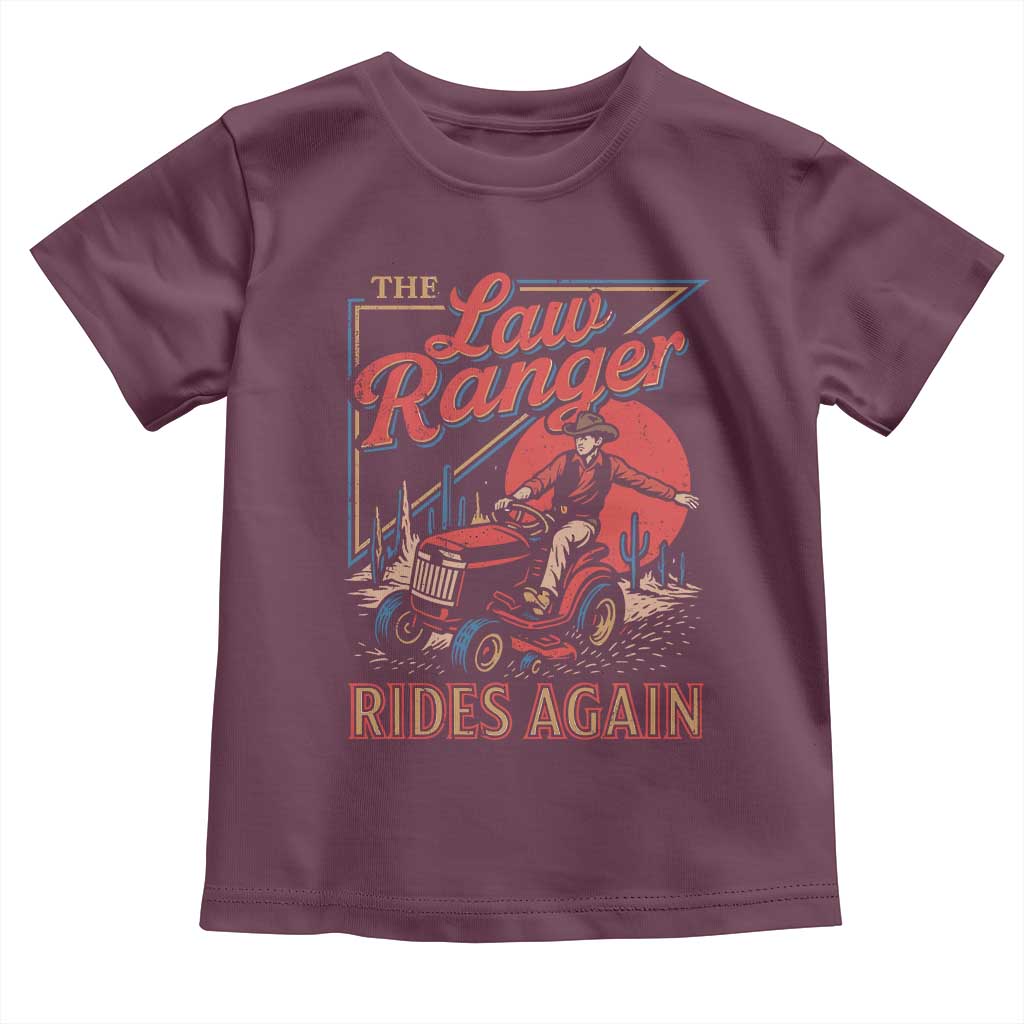 Funny The Lawn Ranger Rides Again Toddler T Shirt Lawn Tractor Mowing Cowboy - Wonder Print Shop
