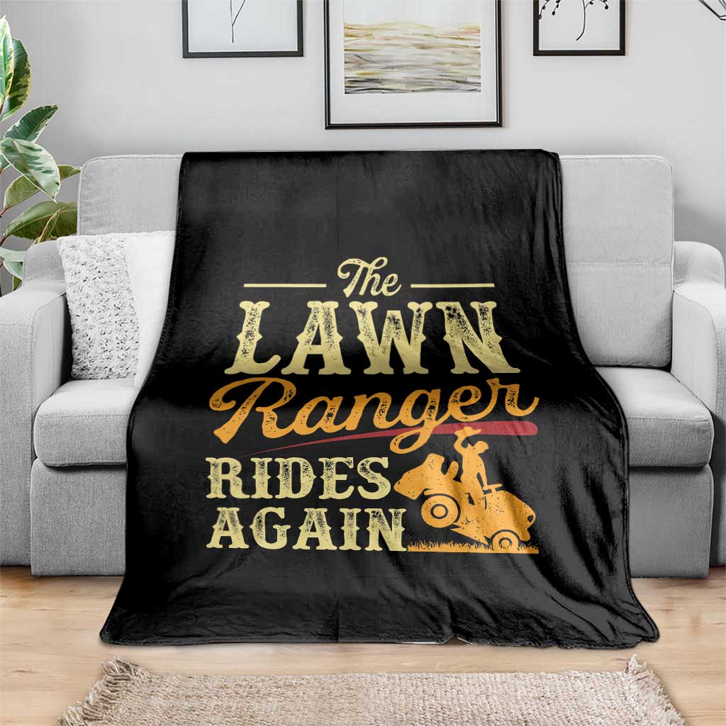 Funny The Lawn Ranger Rides Again Throw Blanket Lawn Tractor Mowing Western Cowboy - Wonder Print Shop