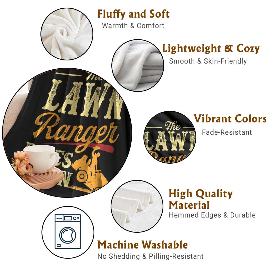 Funny The Lawn Ranger Rides Again Throw Blanket Lawn Tractor Mowing Western Cowboy - Wonder Print Shop