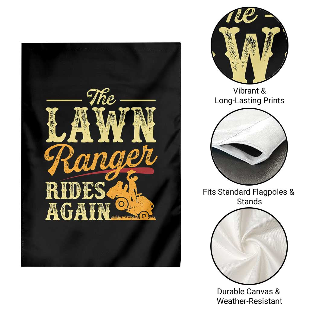 Funny The Lawn Ranger Rides Again Garden Flag Lawn Tractor Mowing Western Cowboy - Wonder Print Shop