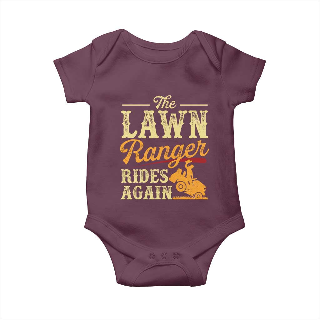 Funny The Lawn Ranger Rides Again Baby Onesie Lawn Tractor Mowing Western Cowboy - Wonder Print Shop