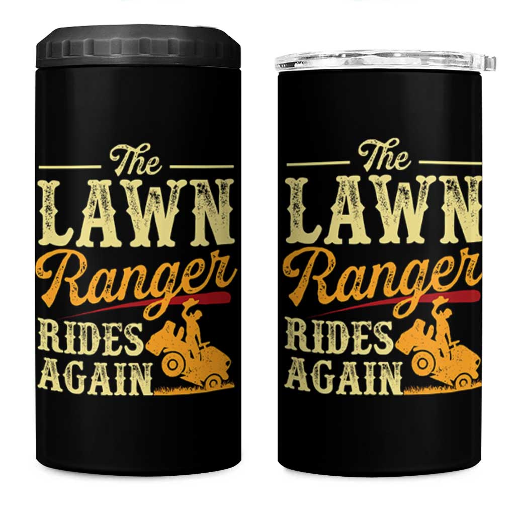 Funny The Lawn Ranger Rides Again 4 in 1 Can Cooler Tumbler Lawn Tractor Mowing Western Cowboy - Wonder Print Shop