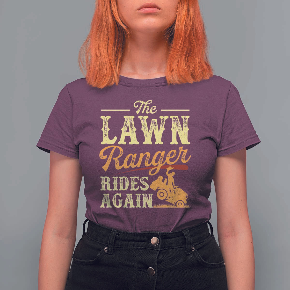 Funny The Lawn Ranger Rides Again T Shirt For Women Lawn Tractor Mowing Western Cowboy - Wonder Print Shop