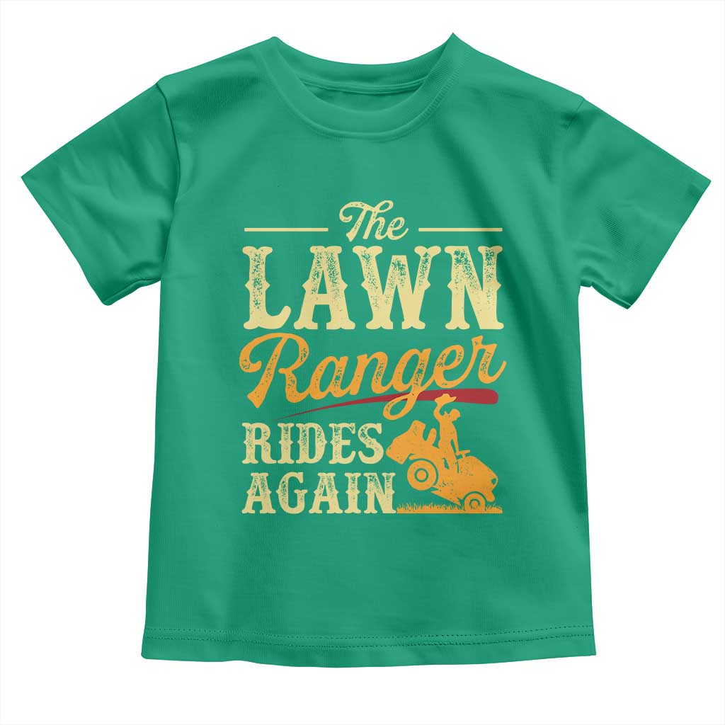 Funny The Lawn Ranger Rides Again Toddler T Shirt Lawn Tractor Mowing Western Cowboy - Wonder Print Shop