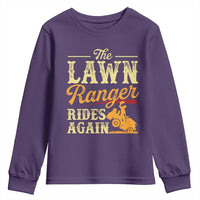Funny The Lawn Ranger Rides Again Youth Sweatshirt Lawn Tractor Mowing Western Cowboy - Wonder Print Shop