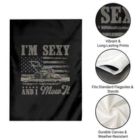 Funny I Am Sexy And I Mow It Garden Flag Gardening Lawn Mower American Flag Fathers Day - Wonder Print Shop