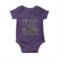 Funny I Am Sexy And I Mow It Baby Onesie Gardening Lawn Mower American Flag Fathers Day - Wonder Print Shop