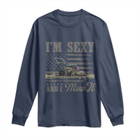 Funny I Am Sexy And I Mow It Long Sleeve Shirt Gardening Lawn Mower American Flag Fathers Day - Wonder Print Shop