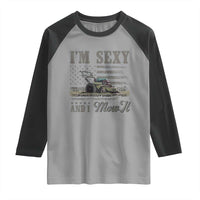 Funny I Am Sexy And I Mow It Raglan Shirt Gardening Lawn Mower American Flag Fathers Day - Wonder Print Shop