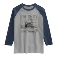 Funny I Am Sexy And I Mow It Raglan Shirt Gardening Lawn Mower American Flag Fathers Day - Wonder Print Shop