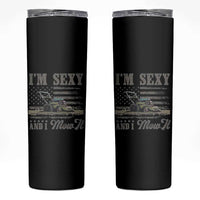 Funny I Am Sexy And I Mow It Skinny Tumbler Gardening Lawn Mower American Flag Fathers Day - Wonder Print Shop