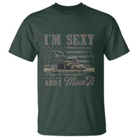 Funny I Am Sexy And I Mow It T Shirt Gardening Lawn Mower American Flag Fathers Day - Wonder Print Shop